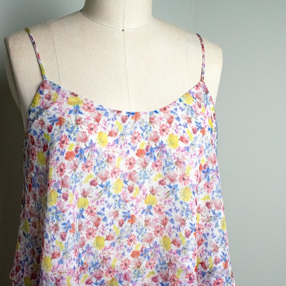 Lightweight Floral Print Tiered Chiffon Tank - XS - Picture 5 of 7